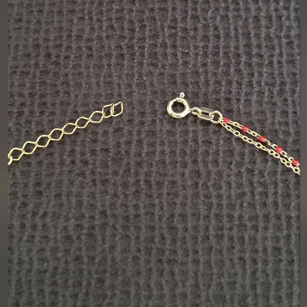 MESH Red❤️ "Splash"🌊 and Gold Heart💛 Double✌️ Necklace - Picture 8 of 16